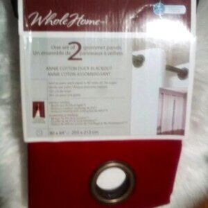 New Whole Home 2 PCS Red Cotton Blackout Drapes 80" x 84" 203 cm x 213 cm